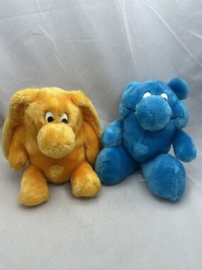 Vintage Kodak Kolorkins Snap Click Orange Blue Plush 9" Korea Lot of 2